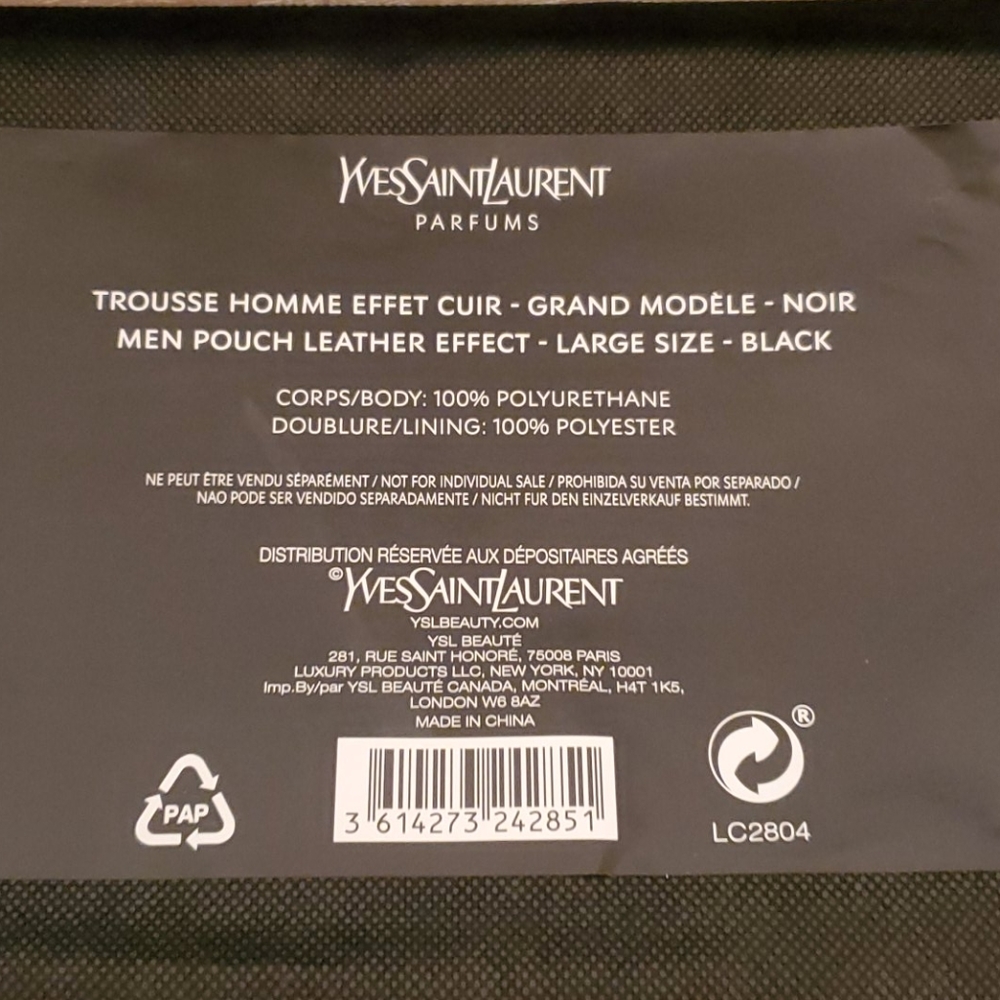 Yves Saint Laurent Black Leather Cosmetic Pouch with Silver Logo - Picture 9 of 9